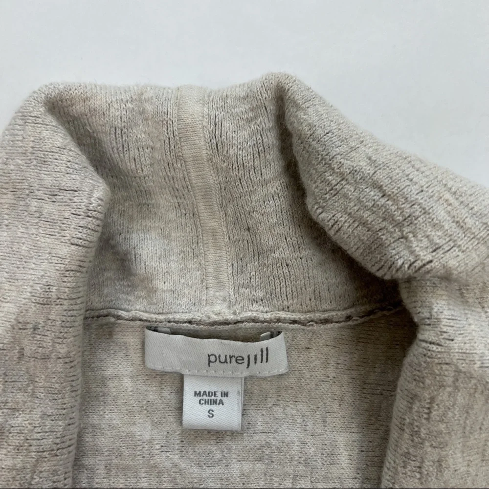Pure Jill J. Jill Cream Brown Jacquard Open Front Cardigan Sweater